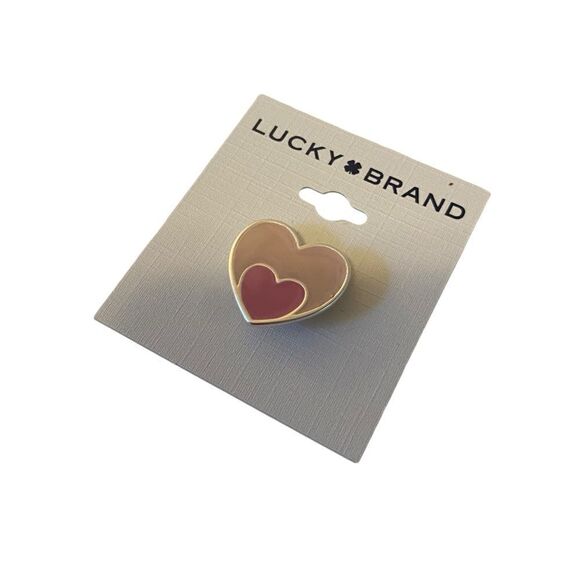 Pretty Two-Tone Pink & Matte Silver Heart Pin. - Picture 3 of 5